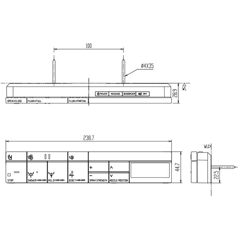 354-1574-EG-SET　サティスDV-S526T・DV-S526・DV-S516タイプ用スマートリモコン(英字タイプ) 電池・ビス付（LIXIL・INAX）