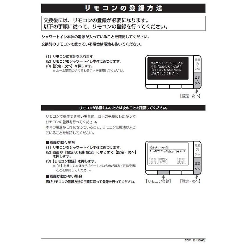 LIXIL（リクシル） CWA-270 サティス GタイプDV-G215用壁リモコン 電池