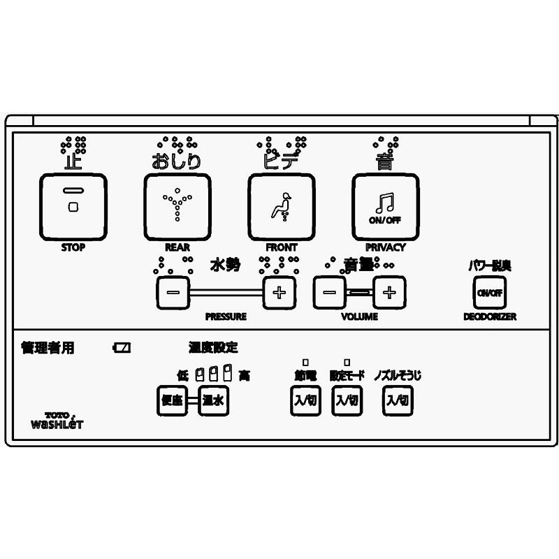 TOTO TCM1587-1 ウォシュレットリモコン 流すボタンなし（TCF5503