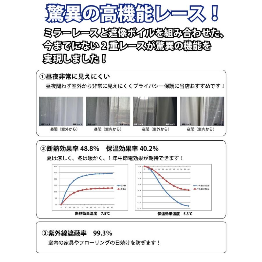 レースカーテン ミラーレースカーテン 遮熱 昼夜非常に見えにくく断熱・遮熱効果に優れた2重レースカーテン ミラーレース ＵＶカット 2枚セット｜home-fashion-rush｜04