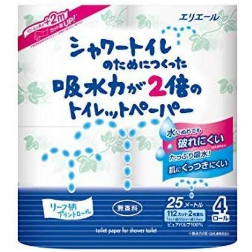 【あわせ買い1999円以上で送料お得】大王製紙 エリエール シャワートイレのためにつくった吸水力が2倍のトイレットペーパー ダブル 4ロール｜home-life