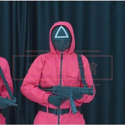 イカゲーム Squid Game コスプレ衣装 赤いジャンプスーツ ○△□警備員