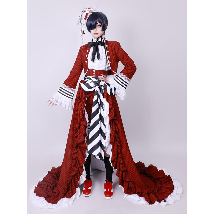 黒公用人風 シエル コスプレ御召しもの ウィッグ 靴 御召しもの cosplay でき事 公演服 アニメ化けの皮  仮面舞踏会 ハロウィン