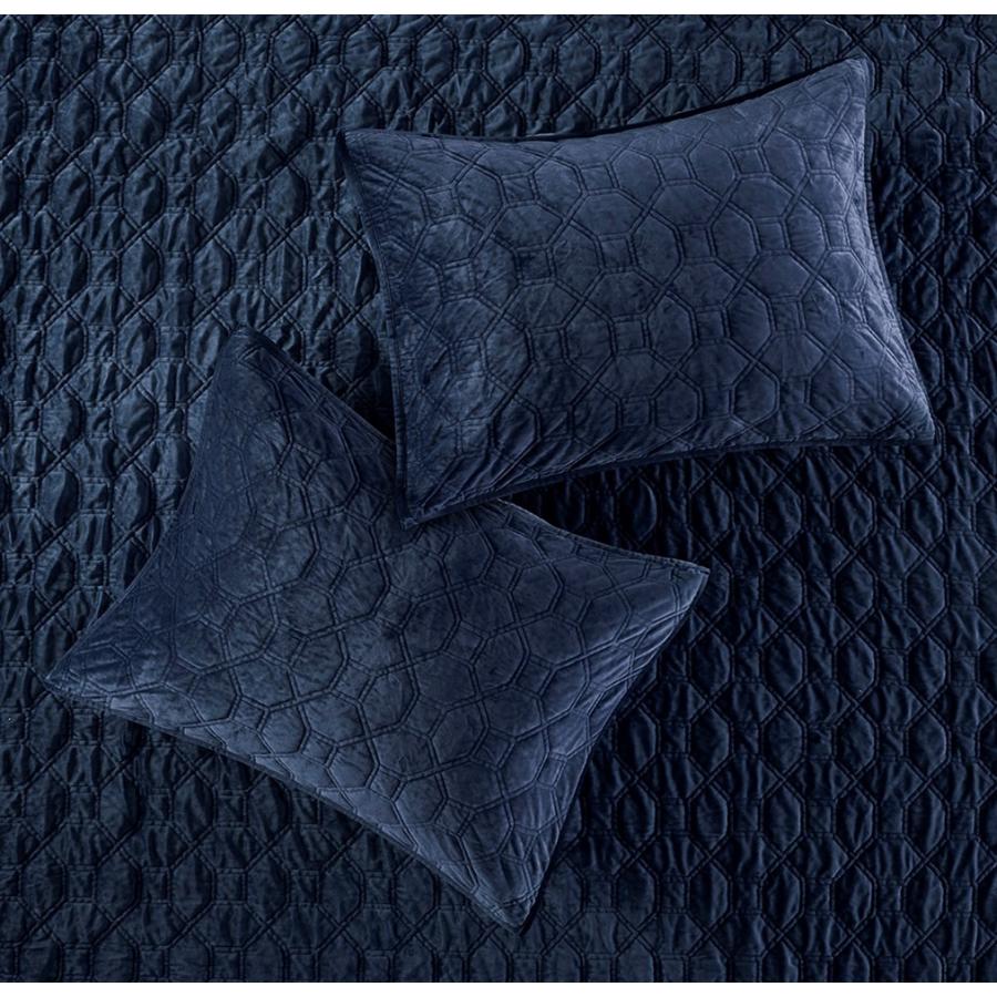 マディソンパーク Madison Park ベッド ベッドリネン bed linen ベッドカバー 薄手の上掛け布団 キルト3点セット ベルベット - クイーンサイズの画像