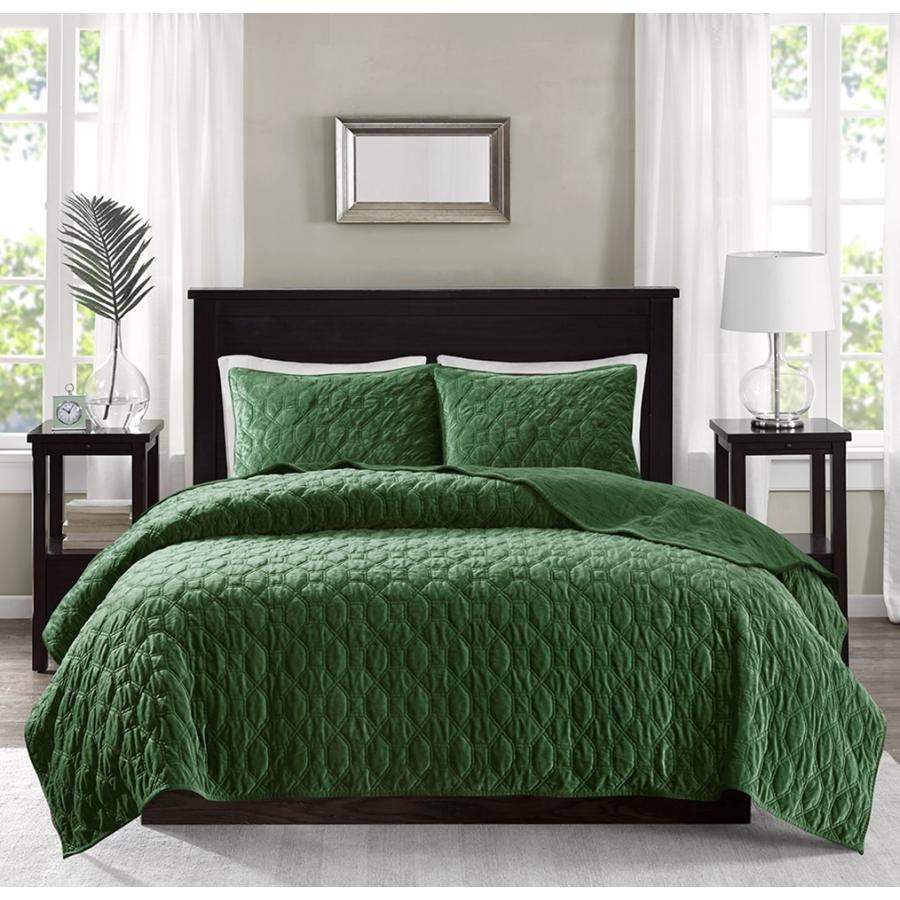 マディソンパーク Madison Park ベッド ベッドリネン bed linen ベッドカバー 薄手の上掛け布団 キルト3点セット ベルベット - クイーンサイズの画像