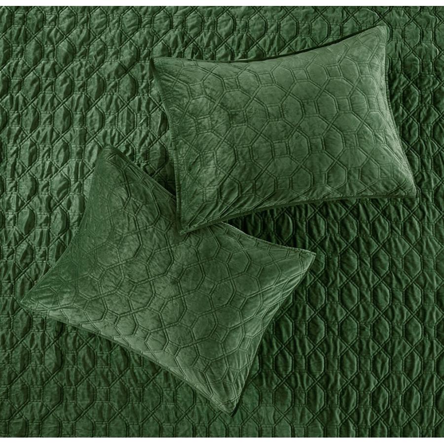 マディソンパーク Madison Park ベッド ベッドリネン bed linen ベッドカバー 薄手の上掛け布団 キルト3点セット ベルベット - クイーンサイズの画像