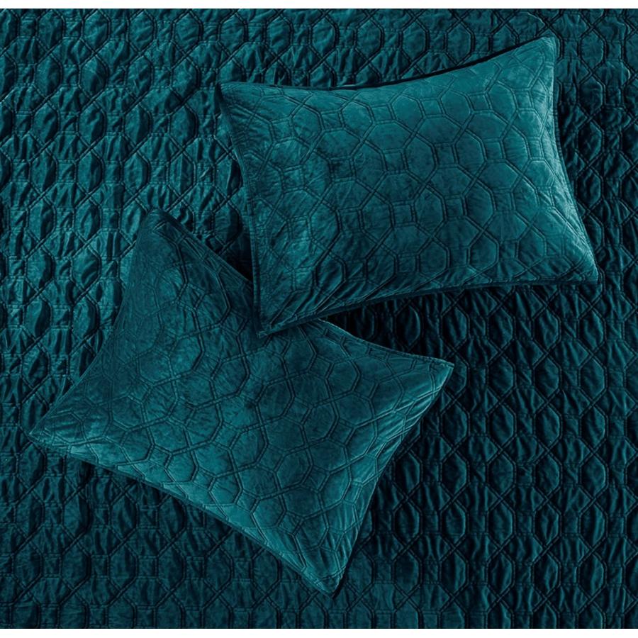 マディソンパーク Madison Park ベッド ベッドリネン bed linen ベッドカバー 薄手の上掛け布団 キルト3点セット ベルベット - クイーンサイズの画像