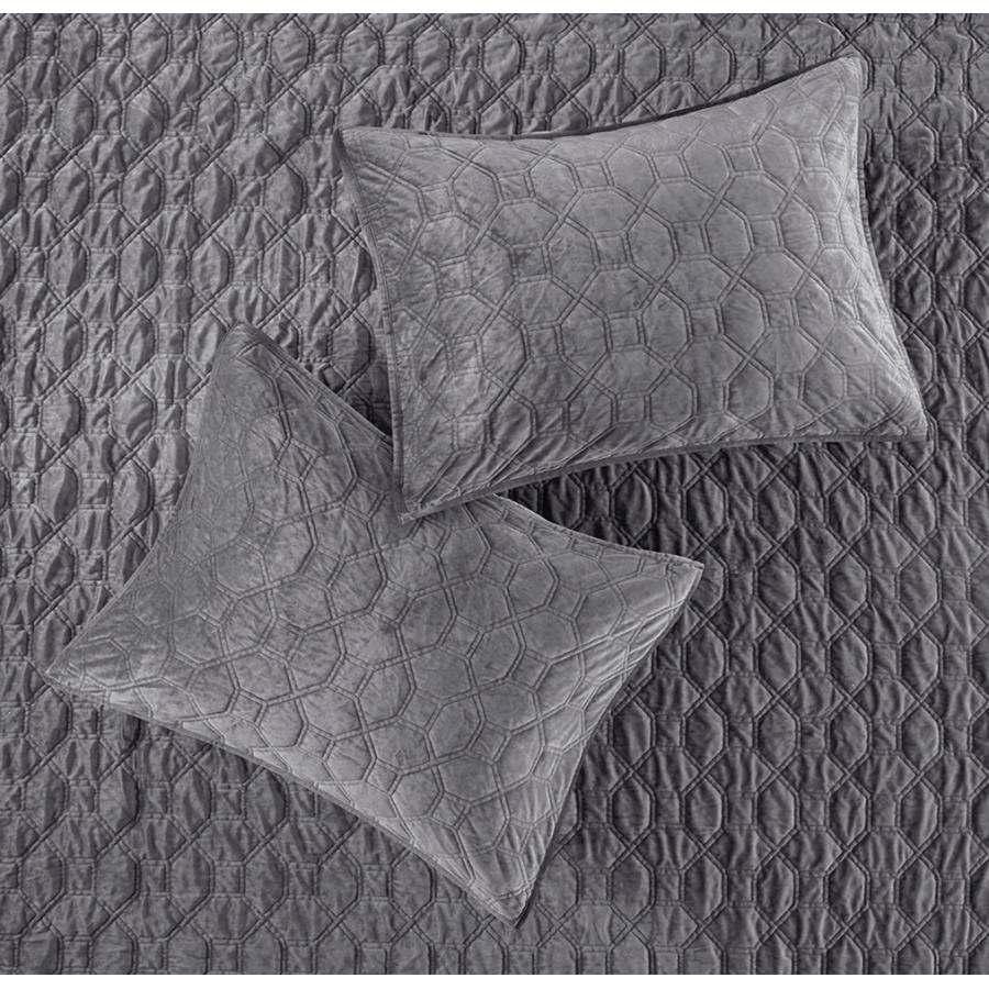 マディソンパーク Madison Park ベッド ベッドリネン bed linen ベッドカバー 薄手の上掛け布団 キルト3点セット ベルベット - クイーンサイズの画像