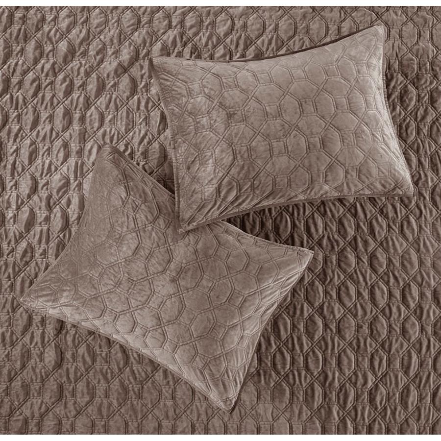 マディソンパーク Madison Park ベッド ベッドリネン bed linen ベッドカバー 薄手の上掛け布団 キルト3点セット ベルベット - クイーンサイズの画像