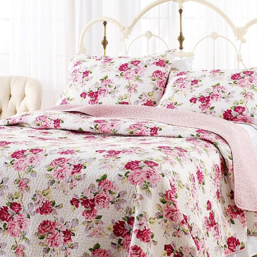 ローラアシュレイ Laura Ashley ベッド ベッドリネン bed linen ベッドカバー 薄手の上掛け布団 キルトカバーレット2点セット  花柄 フラワー - ツインサイズ