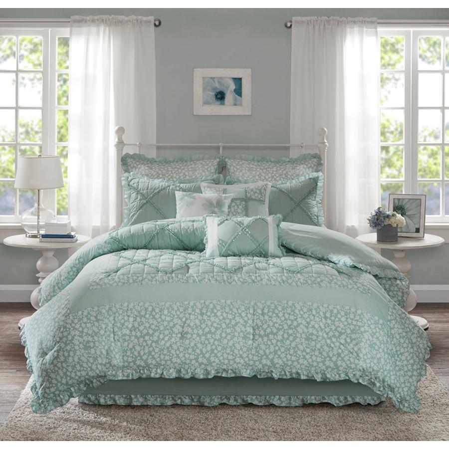 マディソンパーク Madison Park ベッド ベッドリネン bed linen 掛け布団 9点セット フリル 花柄 パーケール生地 クイーンサイズ