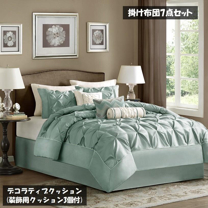 マディソンパーク Madison Park ベッド ベッドリネン bed linen ベッドカバー 掛け布団 7点セット 無地 シーフォーム -  キングサイズ :Seafoam-Laurel-7-Piece-Comforter-Set-King-Tanpin-Normal:Home