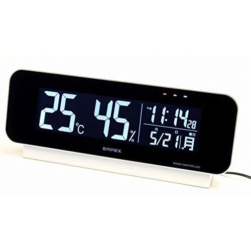 EMPEX 電波時計付デジタル温湿度計 9.2x23.5x4.9cm
