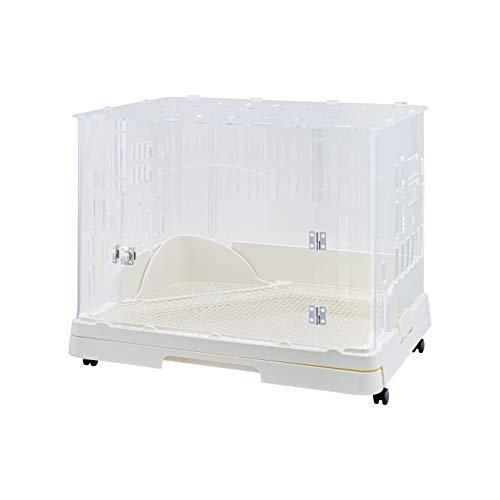 ジェックス スマートルームクリア うさぎ用アクリル製ケージ 段差が低い 観音開きタイプ 引き出し・トイレ付き ホワイト