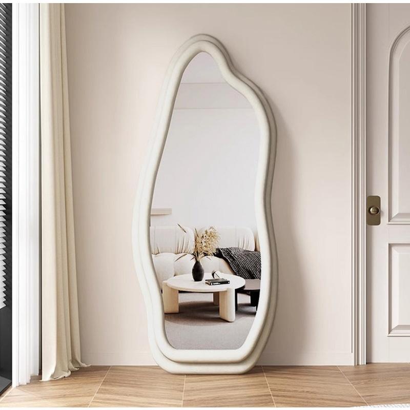 5年保証】【完成品】波型スタンドミラー 全身 姿見鏡 ウェーブミラー