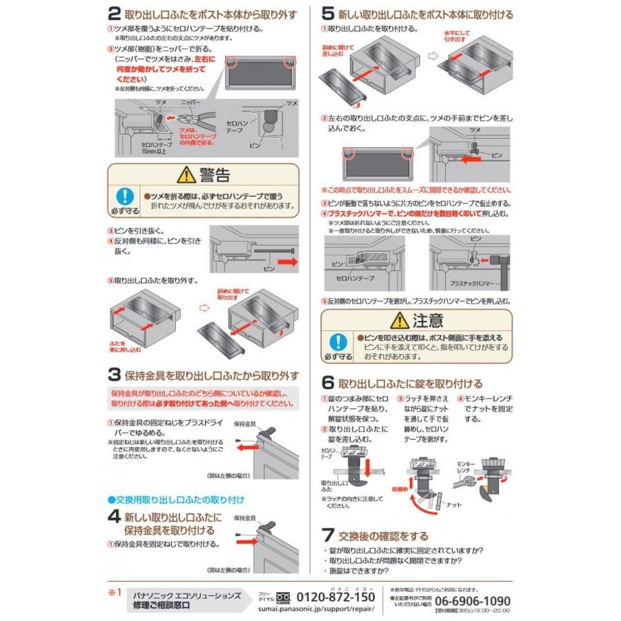 Panasonic（パナソニック） 送料込み ポスト部品 取出口ふたポスト 1B