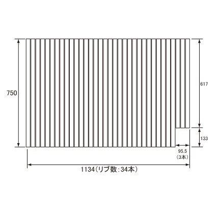 お風呂のふた パナソニック （松下電工 ナショナル） 風呂ふた 巻きふた GKR71MF1K1XR 750×1134mm （リブ数 : 34本）