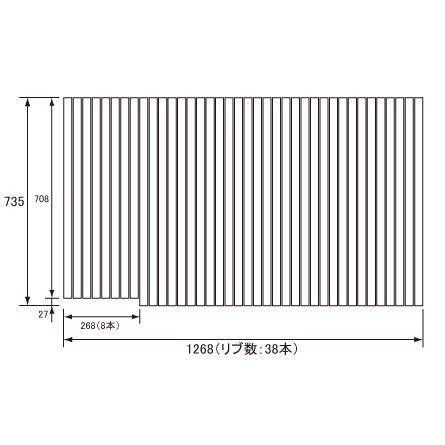 お風呂のふた パナソニック （松下電工 ナショナル） 風呂ふた 巻きふた GKRX72MF5S1L （代替品 GKRX72MF5S1LC） 735×1268mm （リブ数 : 38本）