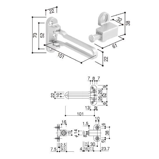 送料込み YKK 玄関ドア ドアガード（ヴェナートED型両開き・親子用