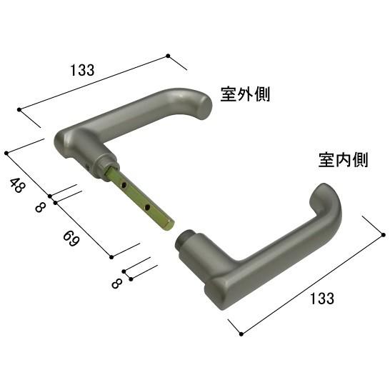 送料込み YKK 室内建具 室内ドア部品 ハンドル 長座錠1用 室内ドア用