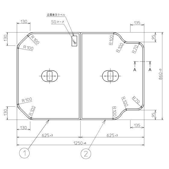 在庫有 お風呂のふた TOTO 風呂ふた 軽量把手付き組み合わせ式 組みふた PCF1300N #N11 トト( PCF1300R#NW1 ( PCF1300N#N11 PCF1301#NW1 の後継品)