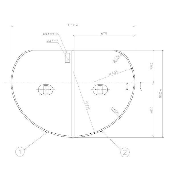 お風呂のふた TOTO 風呂ふた 軽量把手付き組み合わせ式 組みふた 外寸：1350×950mm PCF1430N #N11 (代替品 PCF1430R#NW1 )