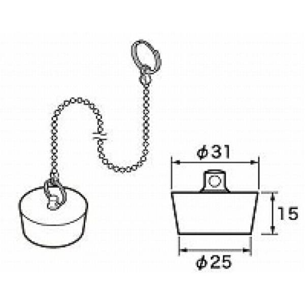 送料込み パナソニック バスルーム部品 浴槽ゴム栓 ゴム栓 Φ31×Φ25 高15 チェーン長さ800 品番：RLXGVDT402（後継品番RLXGVDT402Z）｜homematerial