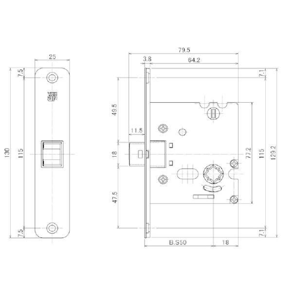 在庫有 送料込み YKK 室内建具 室内ドア部品 錠ケース（消音ラッチ