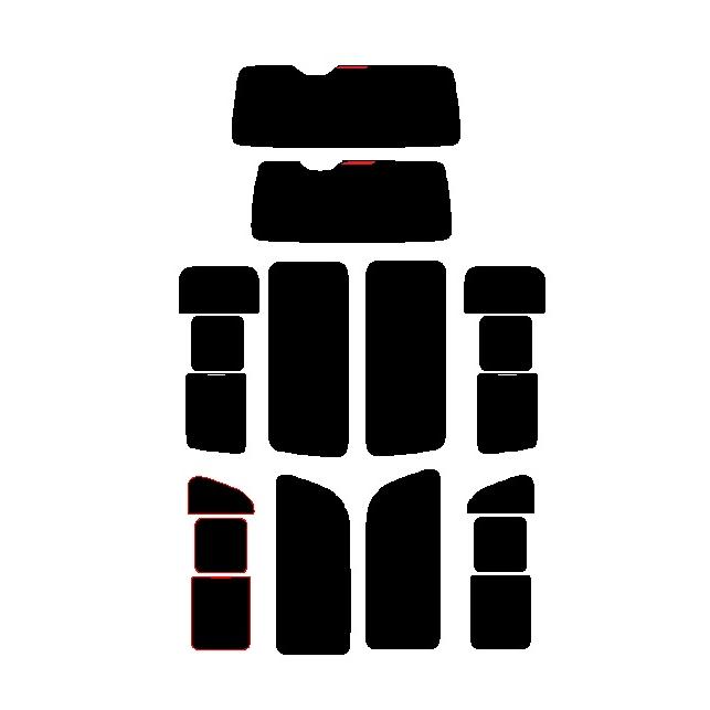 リヤーセット　リヤーガラス1枚貼り　ハードコート　トヨタ ハイエース ロング H20#  ５ドア　ワイパー有り 　後期　カット済みカーフィルム　国産 カーフィルム、トヨタ ハイエース リア全面（1% & 5%）遮熱フィルム施工で入庫。｜カーフィルム名古屋.com