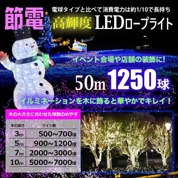 LEDロープライト イルミネーション 白 50m 1250球 常時点灯用 LEDロープライト イルミネーション 白 50m 1250球 常時点灯用