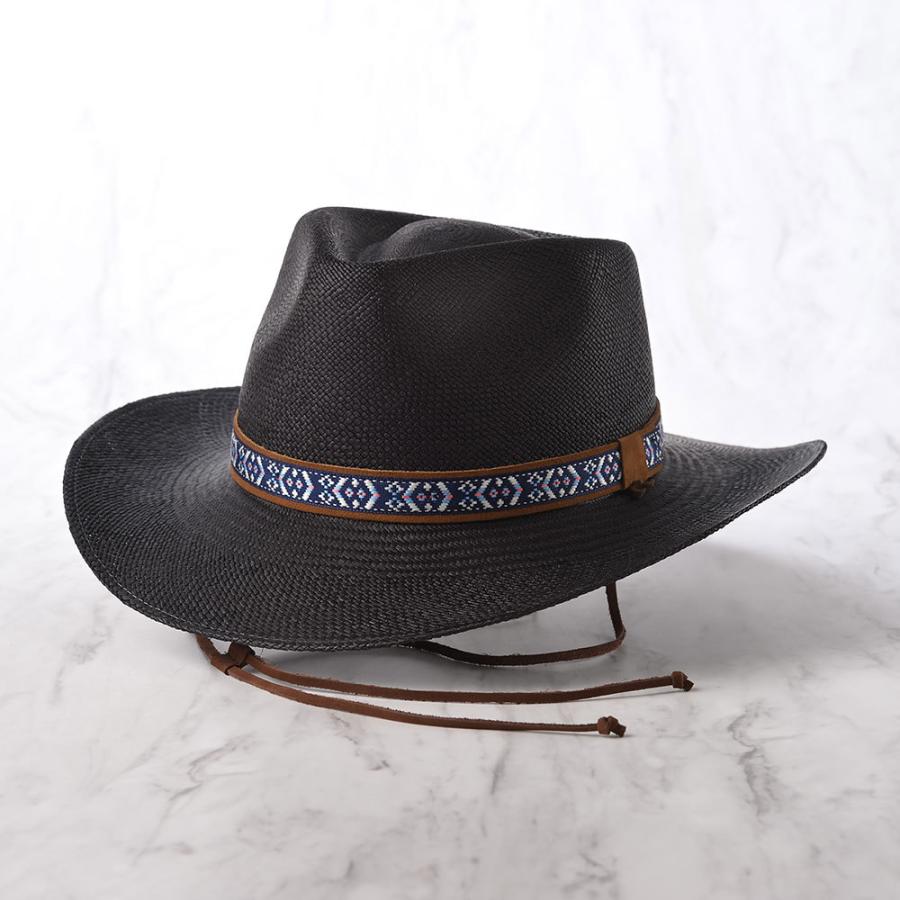 BIGALLI パナマ帽 あご紐付き 中折れハット 帽子 メンズ レディース 春夏 エクアドル製 TRIBU PANAMA（トリブ パナマ）ブラック｜homeroortega｜02