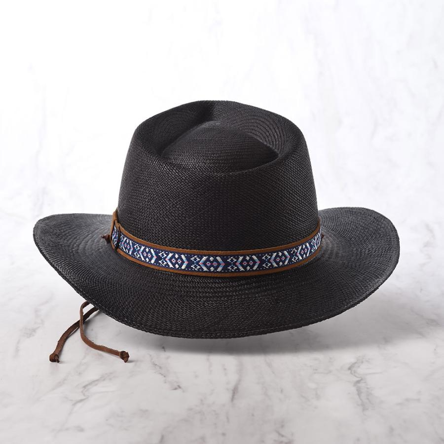BIGALLI パナマ帽 あご紐付き 中折れハット 帽子 メンズ レディース 春夏 エクアドル製 TRIBU PANAMA（トリブ パナマ）ブラック｜homeroortega｜04