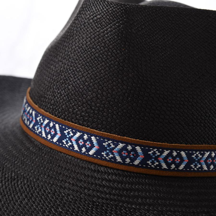 BIGALLI パナマ帽 あご紐付き 中折れハット 帽子 メンズ レディース 春夏 エクアドル製 TRIBU PANAMA（トリブ パナマ）ブラック｜homeroortega｜05