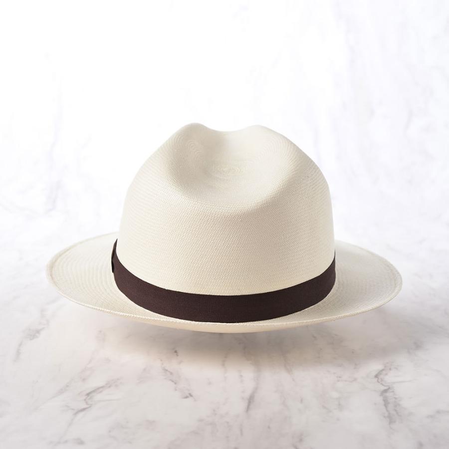 BERNAL パナマハット パナマ帽 中折れハット 帽子 メンズ レディース 大きいサイズ 春 夏製 細リボン PLACER（プラセル）ホワイト