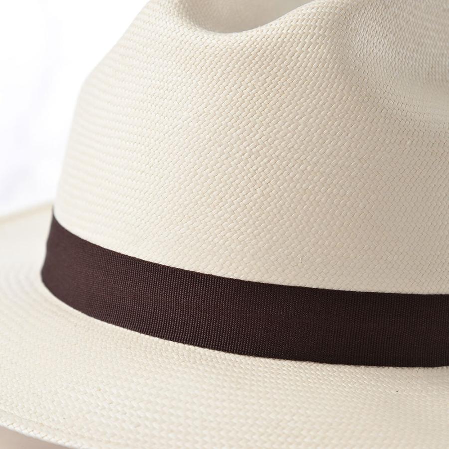 BERNAL パナマハット パナマ帽 中折れハット 帽子 メンズ レディース 大きいサイズ 春 夏製 細リボン PLACER（プラセル）ホワイト
