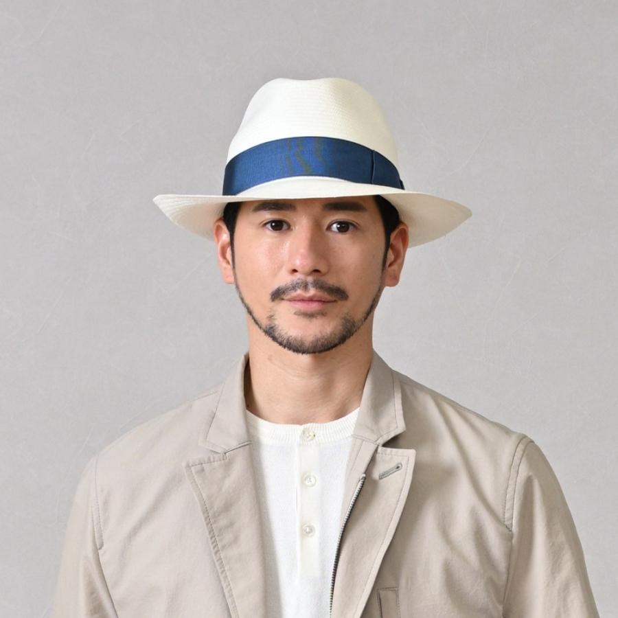 Borsalino ボルサリーノ パナマ帽 中折れハット メンズ 紳士帽 ブランド Panama Fine Larga(パナマファイン ラーガ) 140340 ブルーリボン 父の日ギフトの画像