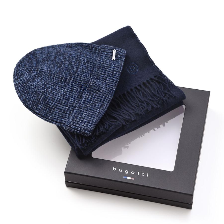 bugatti ニット帽 スカーフ マフラー Virgin Wool Scarf ＆ Beanie（バージンウール スカーフ＆ビーニー） 630214 ネイビー 母の日ギフト_4