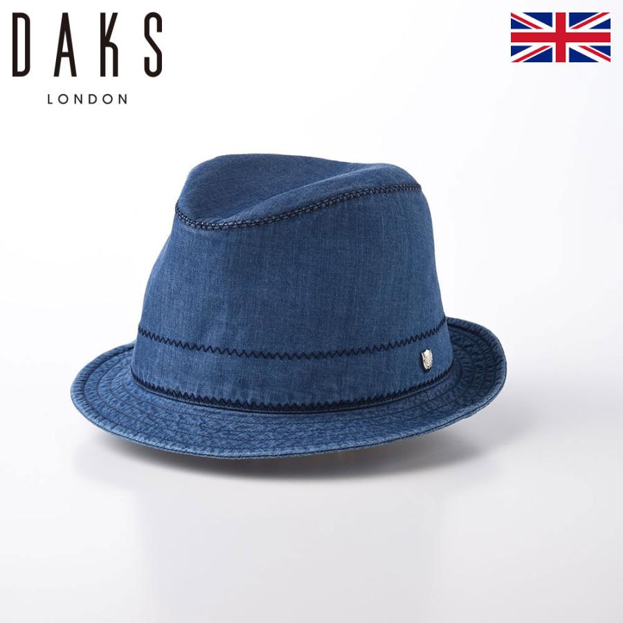 Daks 帽子 中折れハット 帽子 ソフトハット メンズ 春 ブルー 夏 秋 D1477 冬 大きいサイズ カジュアル Trilby プレゼント D1477 ギフト コットン メンズハット 帽子専門店 Cotton トリルビー 時谷堂 D1477 Blue ブルー 正規品 格安