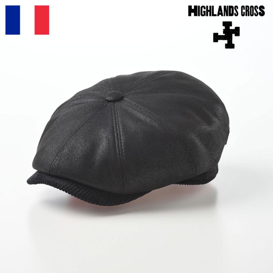 HIGHLANDS CROSS キャスケット メンズ レディース 帽子 秋 冬 キャップ 異素材 Campbell PU 003（キャンベル PU） ブラック