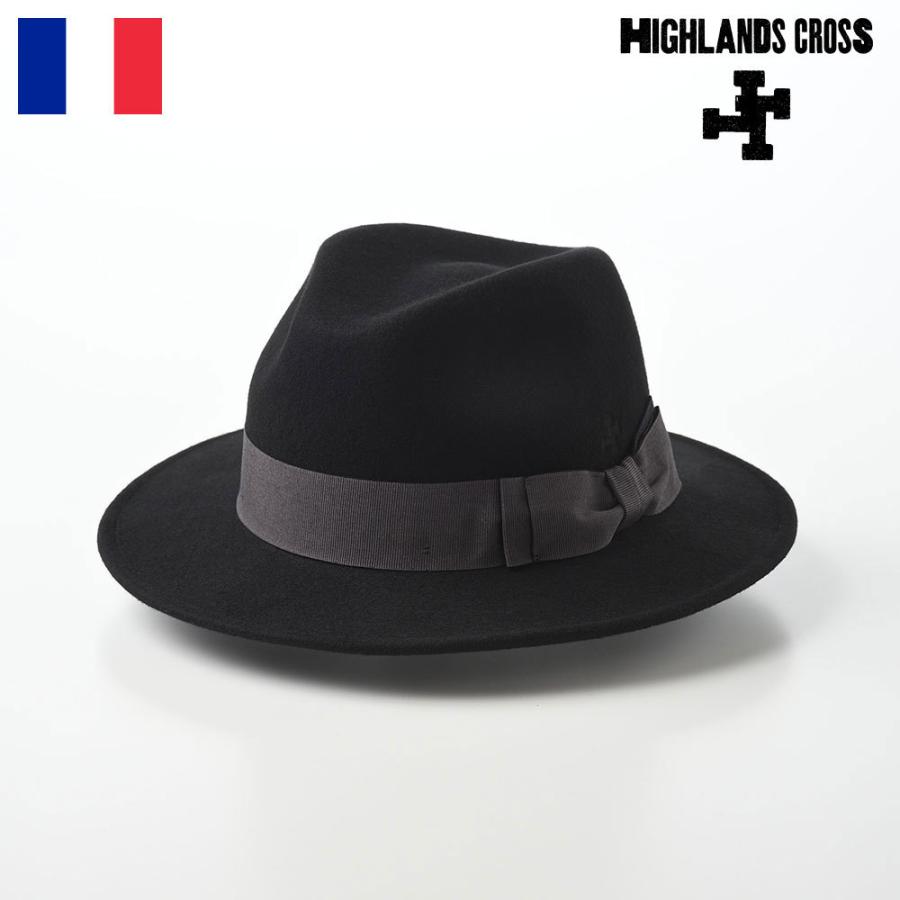 HIGHLANDS CROSS フェルトハット 中折れハット 秋冬 メンズ レディース 父の日 フェドラ Malcolm Wool Hat 001（マルコム ウールハット） ブラック｜homeroortega