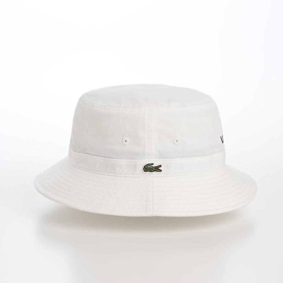 LACOSTE バケットハット 帽子 父の日 メンズ レディース 春夏 おしゃれ シンプル WASHED LOGO BUCKET HAT（ウォッシュドロゴ バケットハット） L1317 ホワイト｜homeroortega｜03