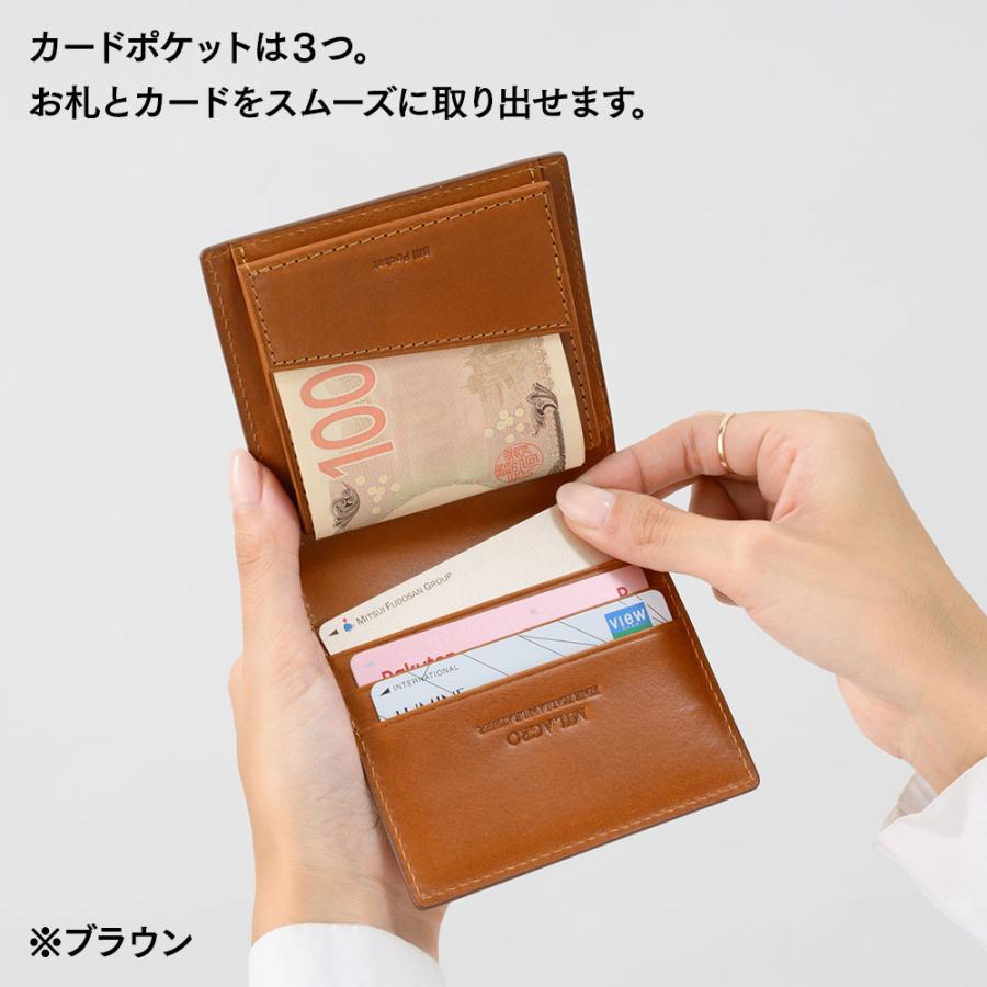 Milagroミラグロ】21ポケット二つ折り財布 オレンジ/キャメル