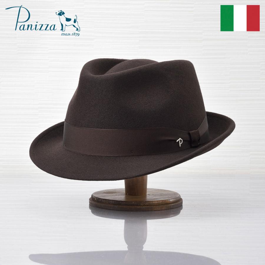 円 割引 フェルトハット メンズ 帽子 中折れハット つば短 スナップブリム 秋 冬 紳士帽 イタリア製 Panizza バリ シャンティ Darkbrown プレゼント