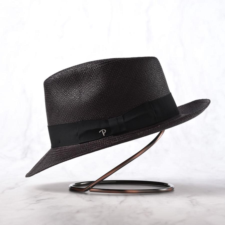 Panizza イタリア製 パナマ帽子 中折れハット メンズ 紳士帽 大きいサイズ MINDO CARLINO（ミンド カルリーノ）ブラック 父の日ギフト プレゼント｜homeroortega｜02