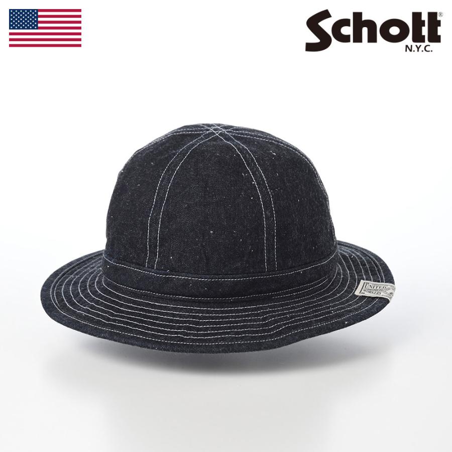 【新品】Schott ショット　デニム メトロハット　SC064 ネイビー Schott N.Y.C DENIM METORO HAT(デニム メトロハット) SC064