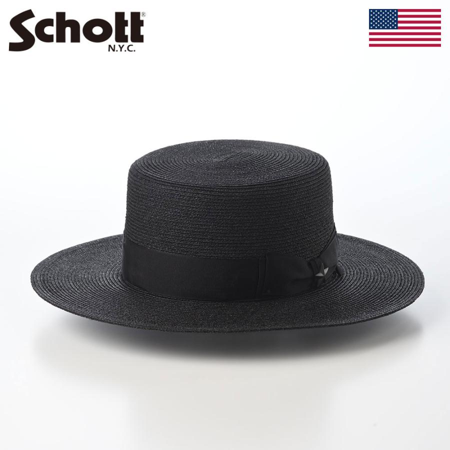 Schott N.Y.C（ショット） Schott RAFFIA BRAID BOATER HAT(ラフィア