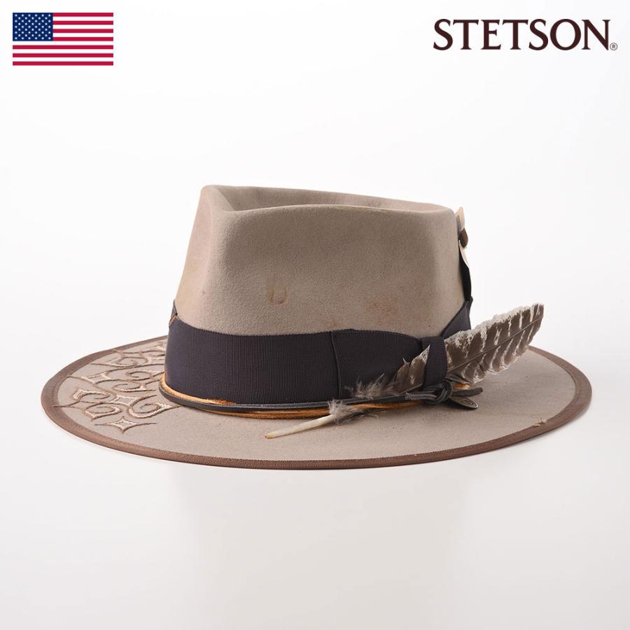 STETSON 中折れハット フェルト帽 メンズ レディース 秋 冬 大きいサイズ 焦がし加工 ハンドチェーン仕上げ COMPASS（コンパス