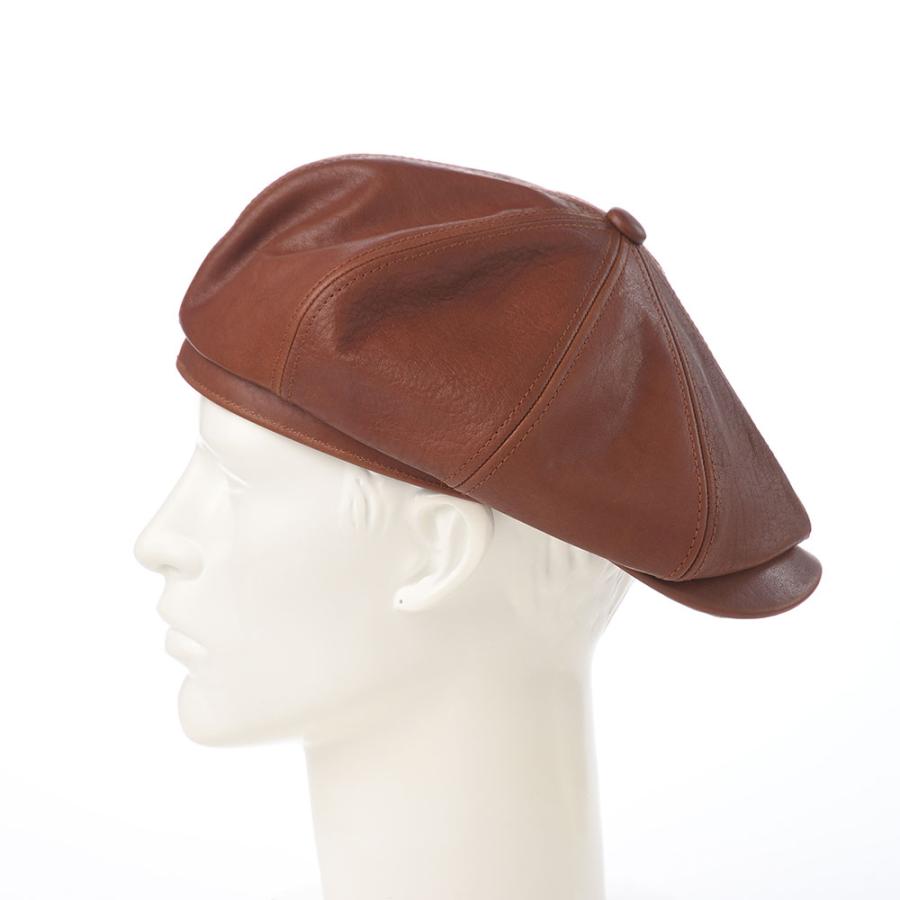 ブラウンレザー軍用帽子 Ruben キャップ 帽子 FAUX LEATHER CAP/フェイクレザー メンズ