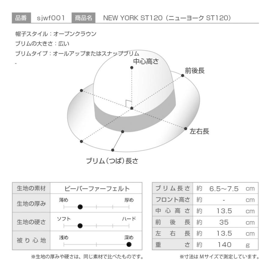 STETSON メンズ ビーバー フェルトハット 中折れハット 帽子 レディース 秋冬 ニューヨークST120 父の日ギフトの画像