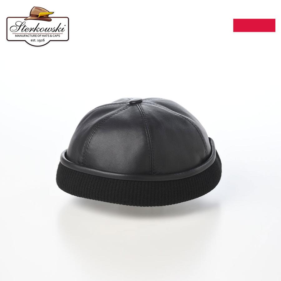Sterkowski（ステルコフスキー） ビーニー 帽子 メンズ レディース 秋冬 Sterkowski Leon Leather ブラック ...
